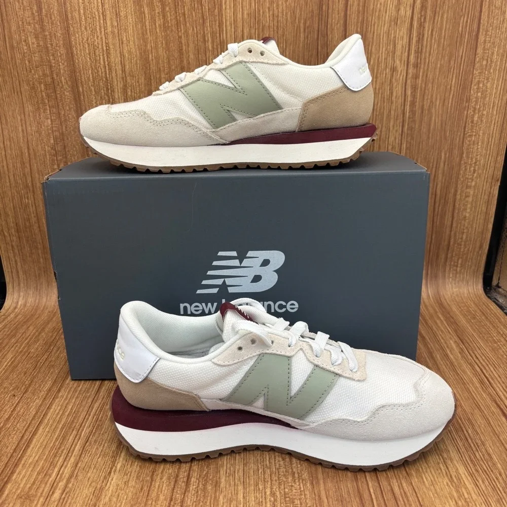 New Balance 237 Running Shoes Womens 7 White Green WS237GM‎ Retro Sneakers NEW